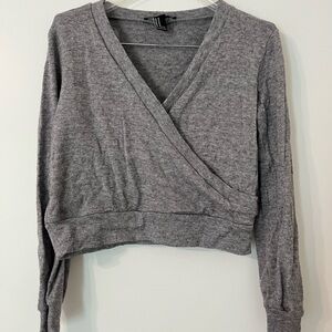Free w any purchase. Forever 21 Gray Wrap-Style Sweater